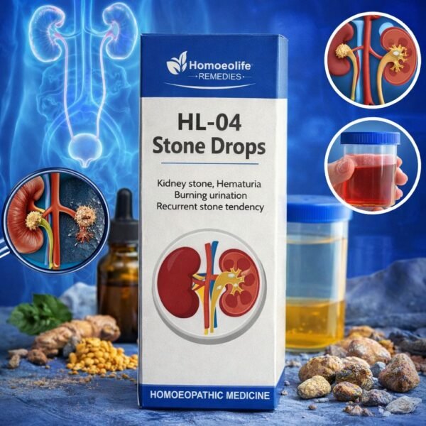 HL-04 Stone Drops – Homeopathic Medicine for Kidney Stone, Burning Urination & Hematuria | Natural Kidney Stone Support Drops