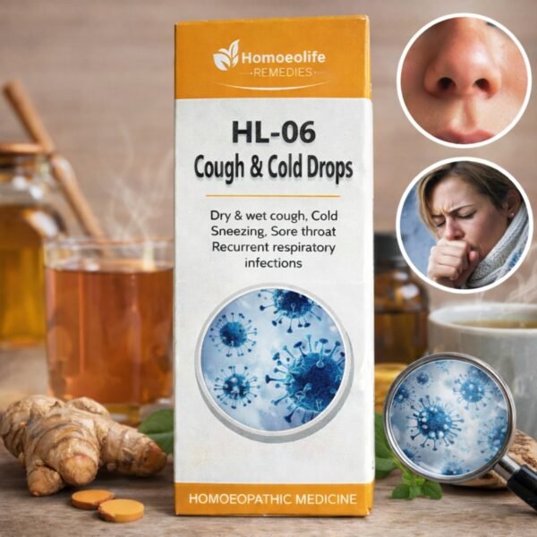 Homoeolife Remedies HL-06 Cough & Cold Drops – Homeopathic Medicine for Dry & Wet Cough, Cold, Sneezing & Sore Throat | Supports Respiratory Health