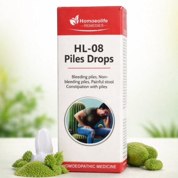 Homoeolife Remedies HL-08 Piles Drops – Homeopathic Medicine for Bleeding & Non-Bleeding Piles | Helps with Painful Stool & Constipation Support